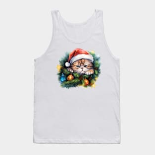 Lazy Exotic Shorthair Cat At Christmas Tank Top